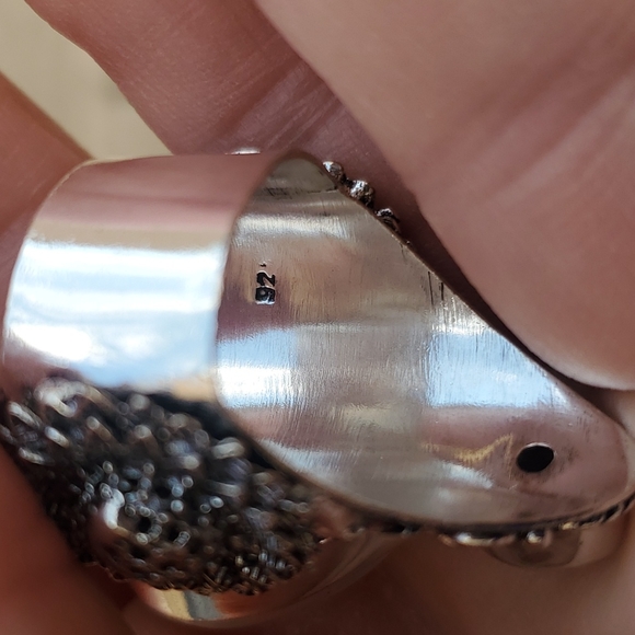 New Rainbow Moonstone & Blue Topaz 925 Silver Statement Ring. - Picture 7 of 7